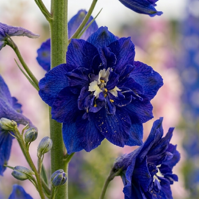 Фото Дельфініум Меджик Фаунтс Дарк Блю Вайт Бі (Magic Fountains Dark Blue with White Bee), №1