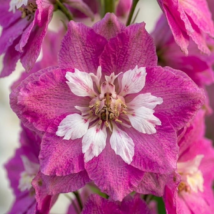 Фото Дельфініум Меджик Фаунтс Лілак Пінк Вайт Бі (Magic Fountains Lilac Pink with White Bee), №1