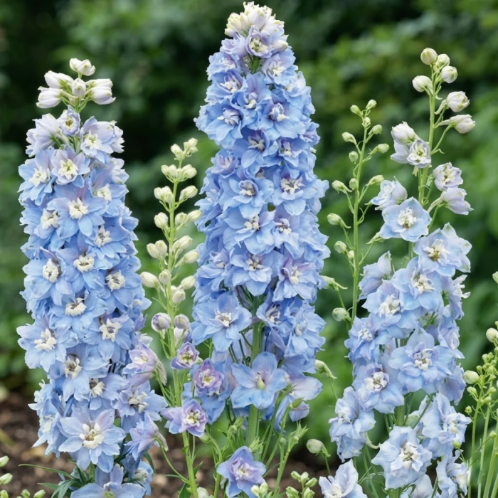 Фото Дельфініум Меджик Фаунтс Скай Блю Вайт Бі (Magic Fountains Sky Blue with White Bee)