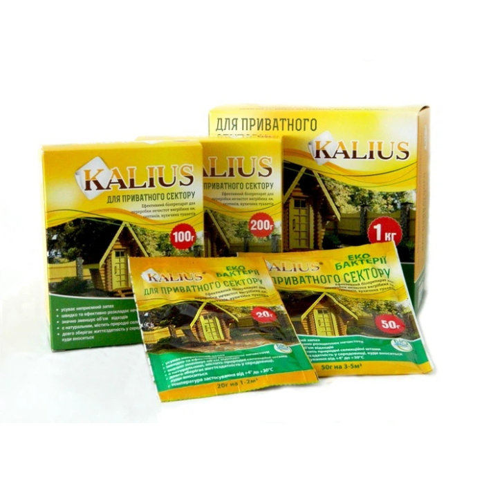 Фото Биопрепарат KALIUS для выгребных ям, септиков и уличных туалетов
