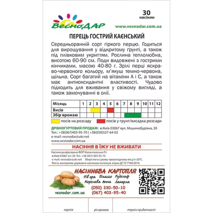 Фото Семена перца Кайенский, №2